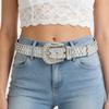 Elegant Rhinestones Belt For Women PU Leather Waistband With Adjustable Length And Sparkling Design