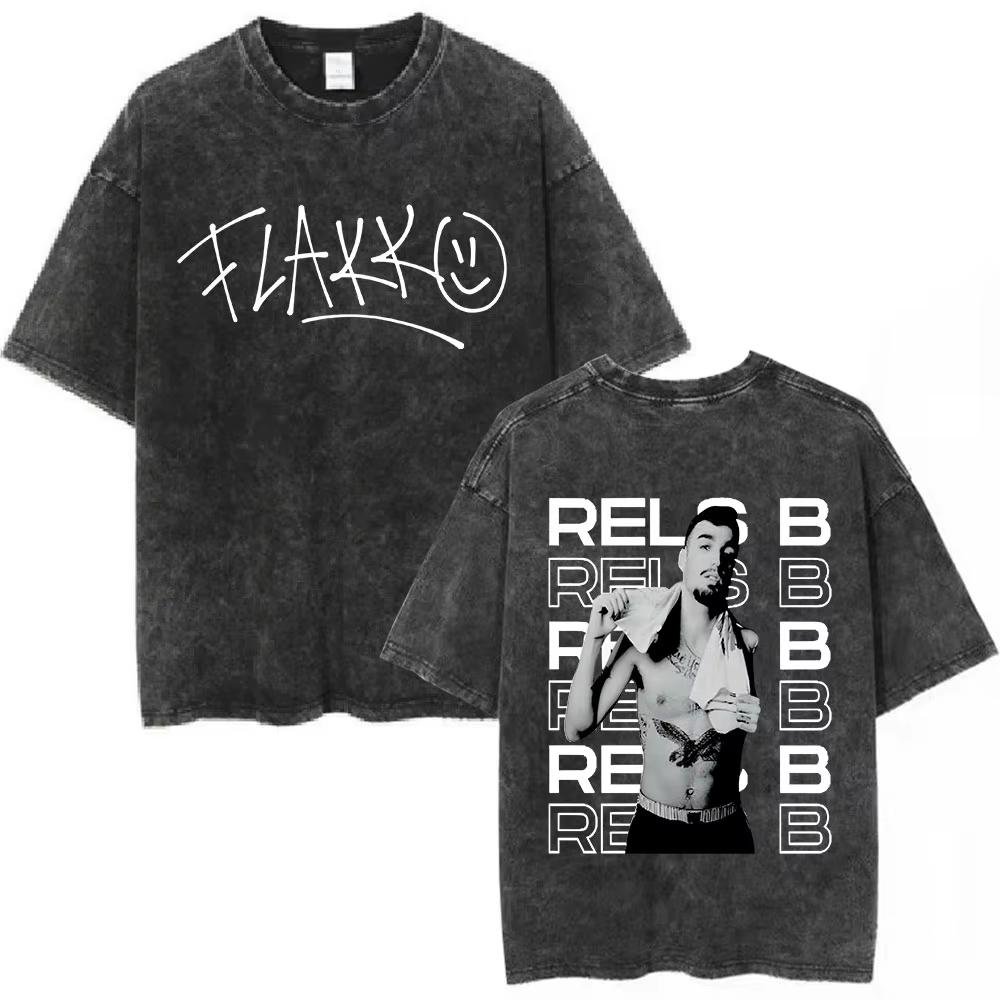 Washed Vintage Rapper Rels B World Tour 2025 A New Star T-shirts Hip Hop Oversized Short Sleeve Retro T Shirts Streetwear Unisex