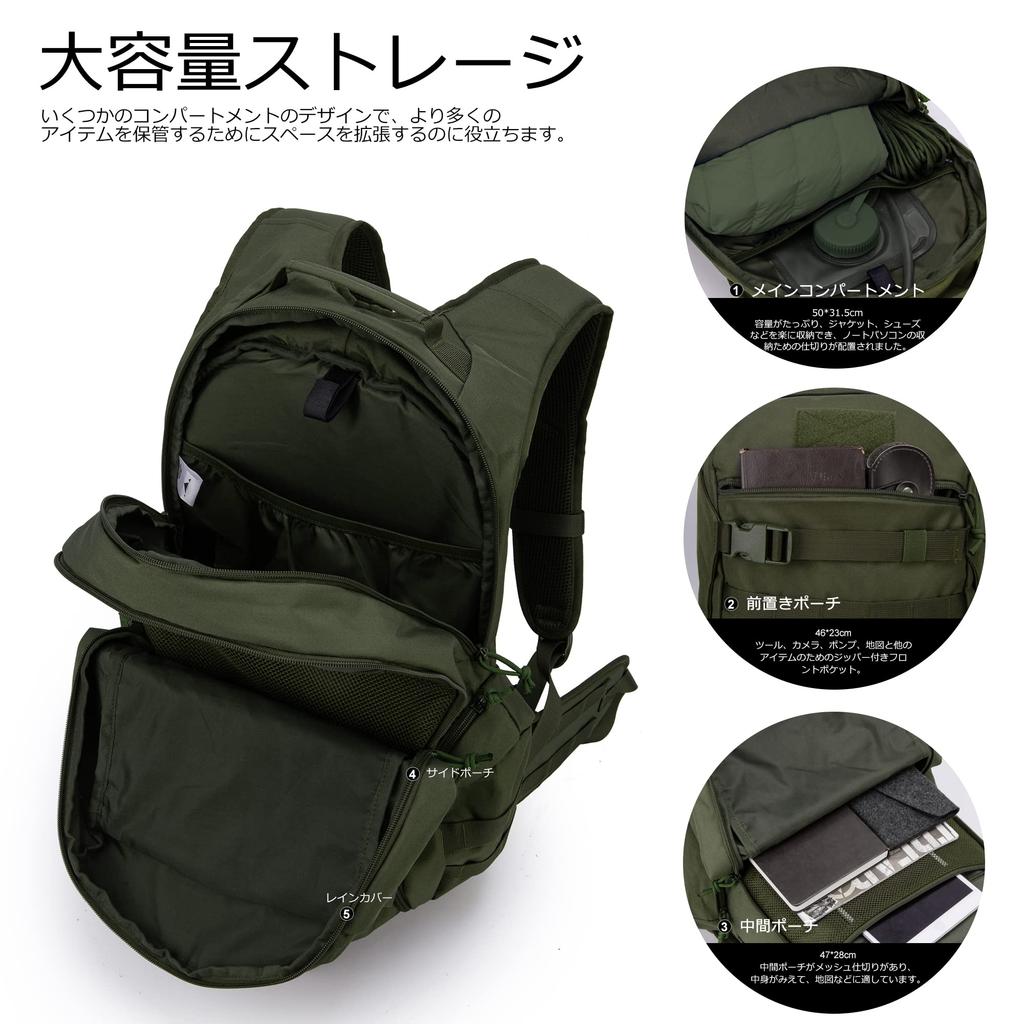 Militärrucksack Taktische Tasche 35L Bergsteigerrucksack Taktischer Camping-Wanderrucksack Reisen Outdoor Molle Kompatibel Armeegrün [Mardingtop]
