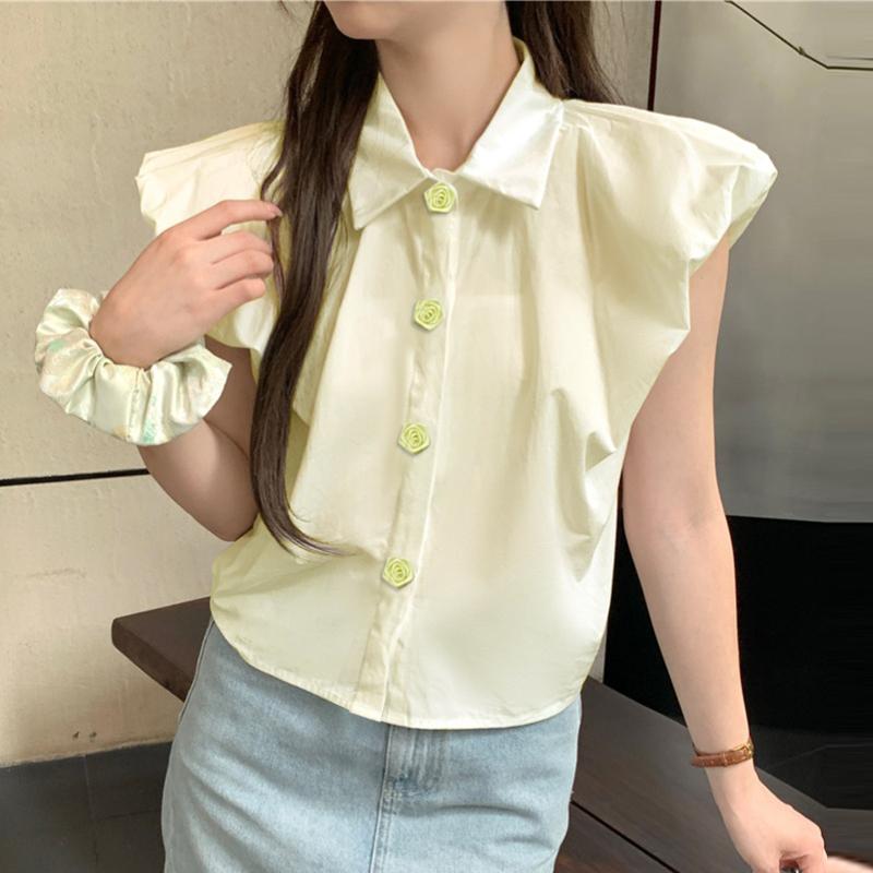 

VONDA Womens Summer Shirt Collar Short Sleeve Floral Blouses 4XL жовтий