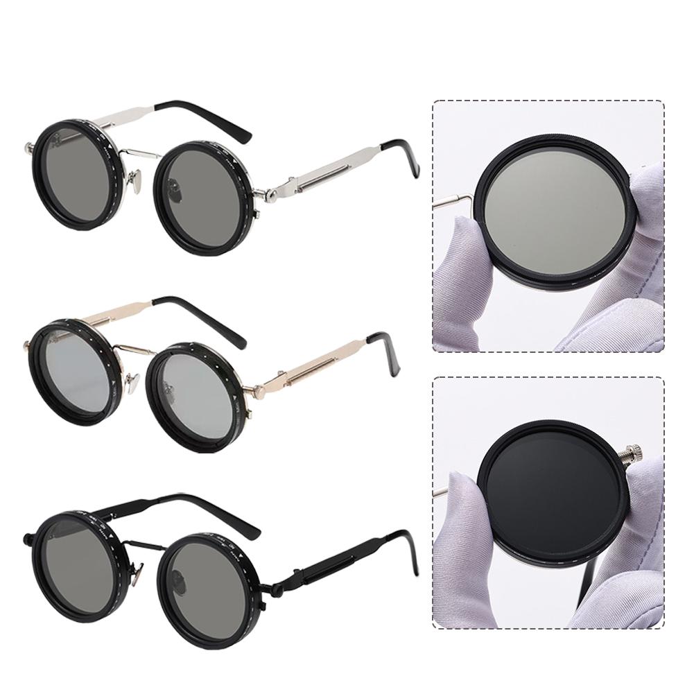 1Pcs Round Sunglasses Adjustable Retro Polarized Dimming Sun Glasses For Outdoor Travel Punk Eyeglasses Shades UV400