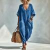 Women Linen Cotton V Neck Loose Fit Large Pocket Lantern Pants Jumpsuit Casual Lightweight One Piece Outfit