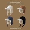 Autumn  Winter Unisex Cycling Ear Protection Fleece-Lined Warm Bomber Hat Vintage Corduroy Color-Blocked Baseball Cap