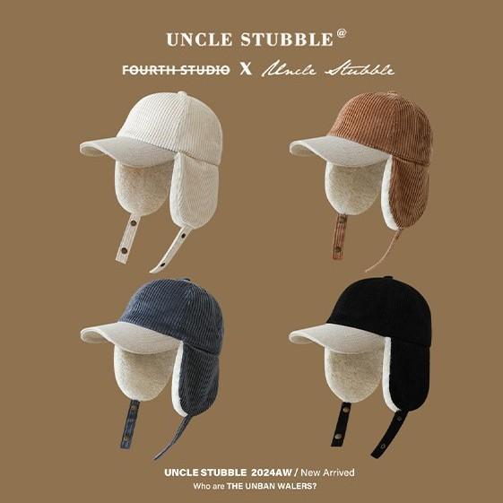 Autumn  Winter Unisex Cycling Ear Protection Fleece-Lined Warm Bomber Hat Vintage Corduroy Color-Blocked Baseball Cap