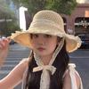 1Pieces Women Lace Visors Hat Wide Large Brim Beach Hats Summer Straw Hat Foldable Sun Hat Fashion Mountaineering Scarf