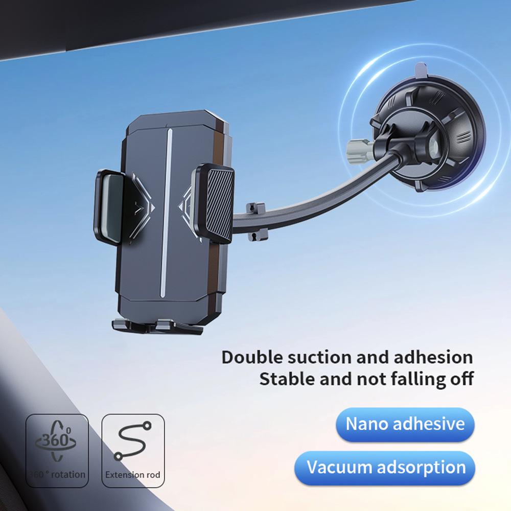 Flexible Soft Tube Car Phone Mount with Large Suction Cup for Windshield or Dashboard