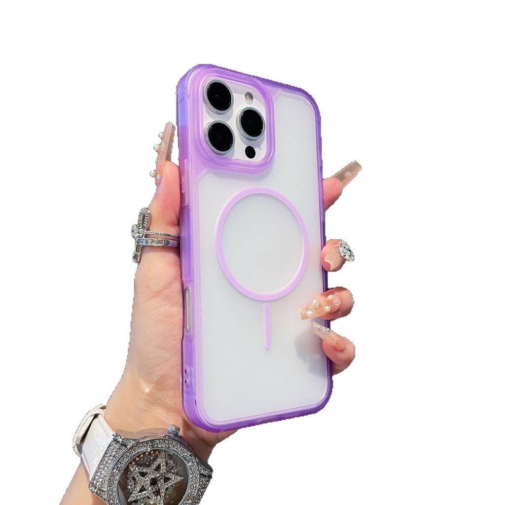 Applicable to Apple 16ProMax simple and personalized iPhone15 mobile phone case 14 matte groove 13 magnetic suction anti-drop female