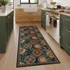 Boho Floral Green Runner Rug Water-Absorbent and Non-Slip Kitchen Mat Hallway Living Room Carpet Home Decoration