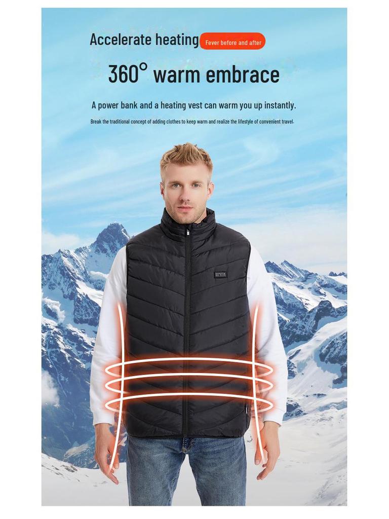 Unisex Smart Heizweste mit Stehkragen - Übergröße verfügbar