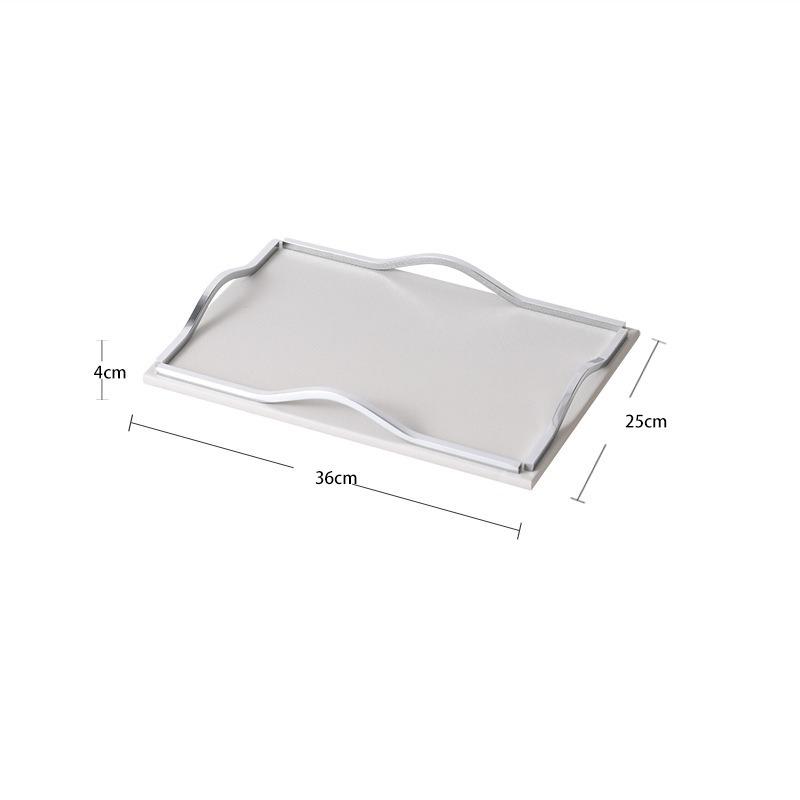 

Metal Storage Tray Luxury Leather Aesthetic Tray Modern Decorative Dining Room Trays Kitchen Sundries Organization Accessories