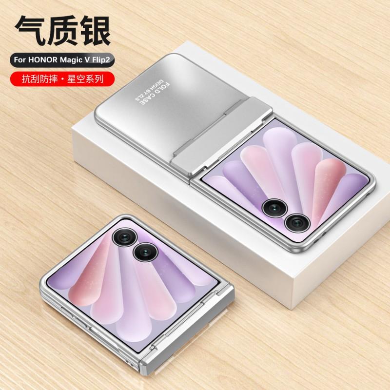 Luxury Electroplated Hinge Cover Honor Magic V Flip 2 Foldable Phone Case Shockproof Scratch Resistant PC Shell