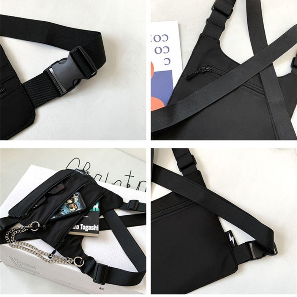 Large Capacity Man' s Vest Bag Nylon Message Crossbody Pouch Zipper Men Chest Bag  Outdoor