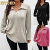 Women's Fashion Casual Solid Color Print Long Sleeve V-Neck Blouses & Shirts