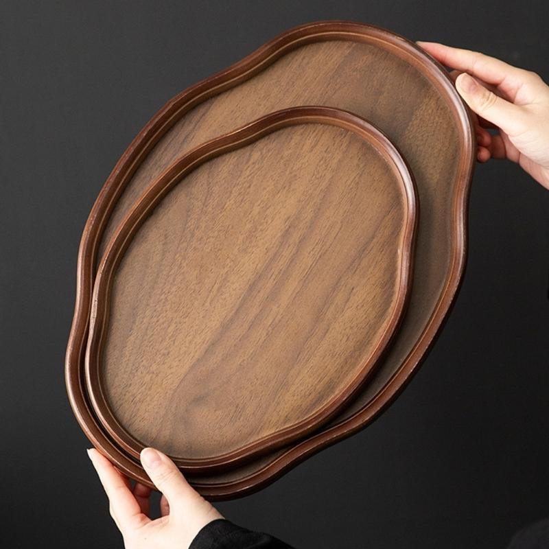 Handgefertigtes Holztablett Natürliche Textur Vielseitig Einsetzbar Serviertablett Für Gebäck Couchtisch-Dekorationen Wohnzimmer Esszimmer Zubehör