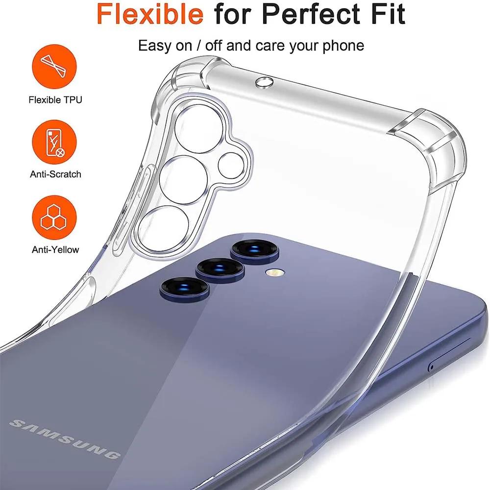 Airbag-RÜSTUNG Fallsichere, weiche, klare Kristall-Silikon-Handyhülle für Samsung S23 FE A05 A05S A04 A04S A04E A14 A24 A34 A54 M14 M24 M34 4G 5G