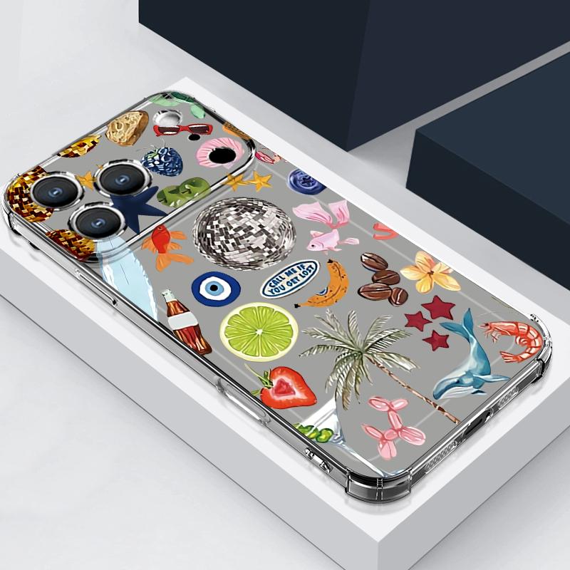 Colorful Starfish Pattern Phone Case For iPhone 17e 17 16 15 14 Pro Max 14 13 Pro 16 Clear Shockproof TPU Card Slot Pocket Cover