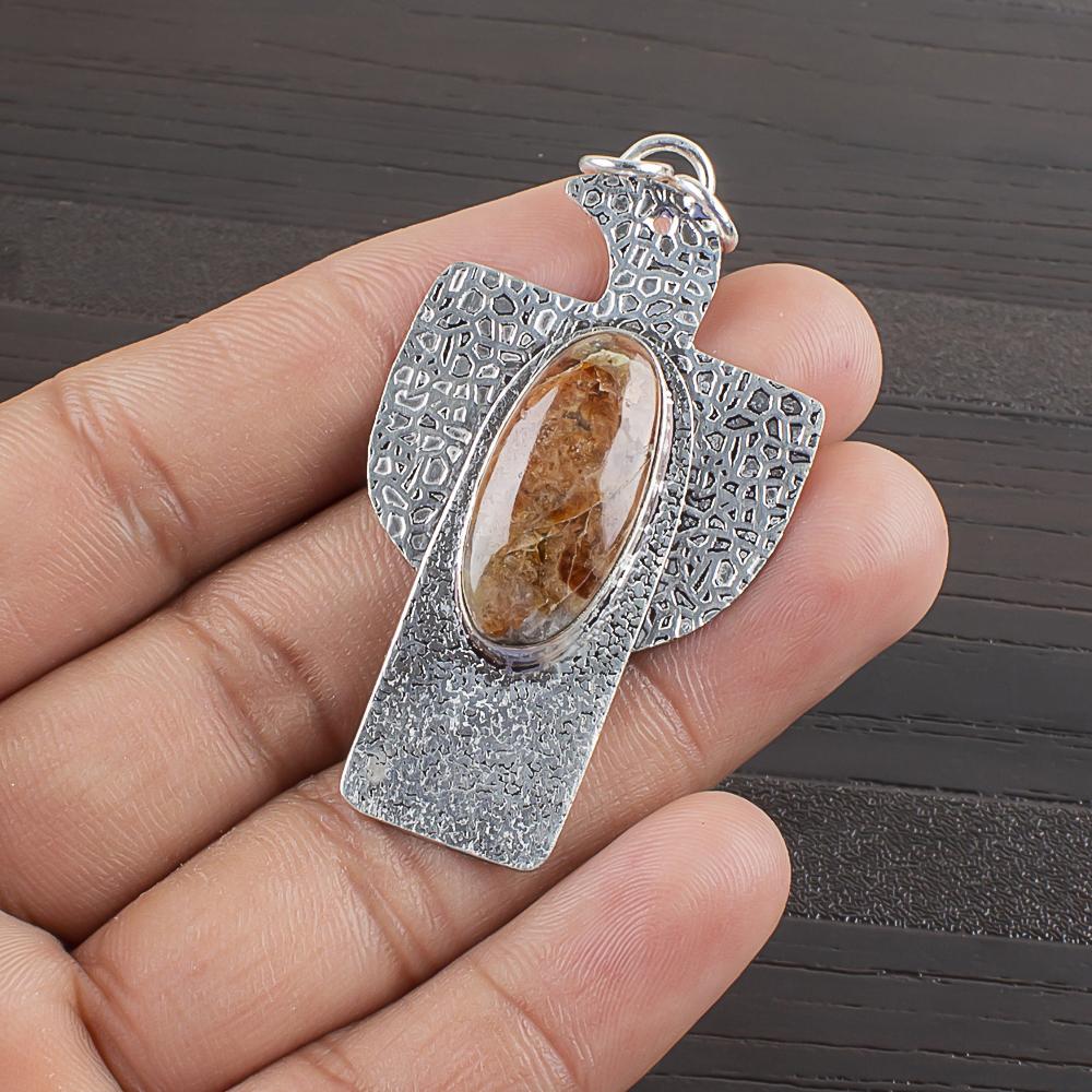 Natural Golden Sunstone Gemstone 925 Sterling Silver Jewelry  Pendant 2.17  AJP-2275
