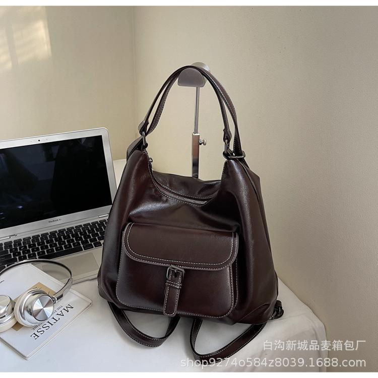 Casual commuting retro large-capacity bag women's 2025 new fashion multi-purpose double shoulder back bag single shoulder tote bag