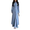  Spring and Autumn New European, American Amazon Cross-border Stand-up Collar Chinese Button Long Jacket Dress Set