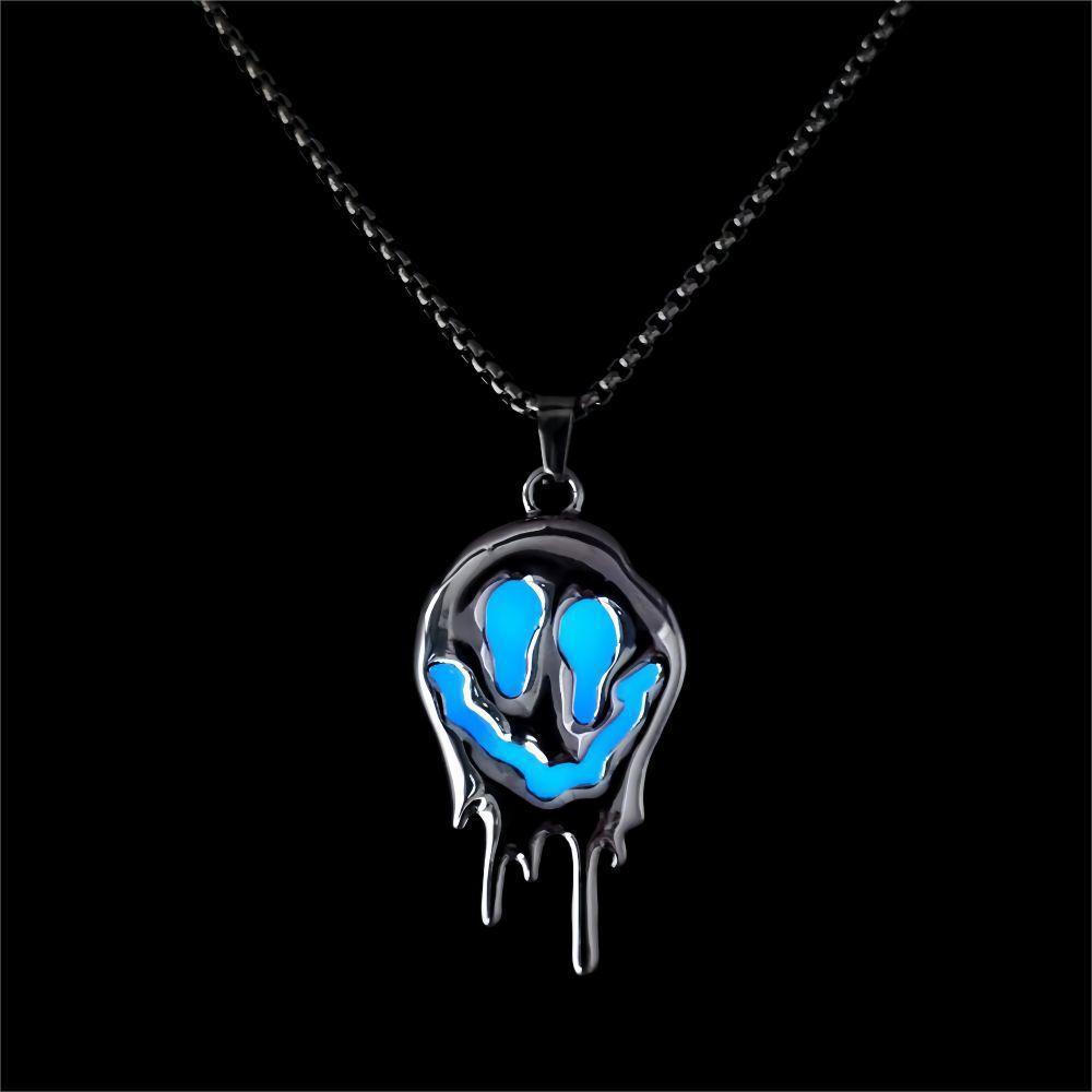 Punk Halloween Skull Necklace Zinc Zinc Alloy Hip Hop Neck Chains Simple Luminous Pendant Necklace  Halloween