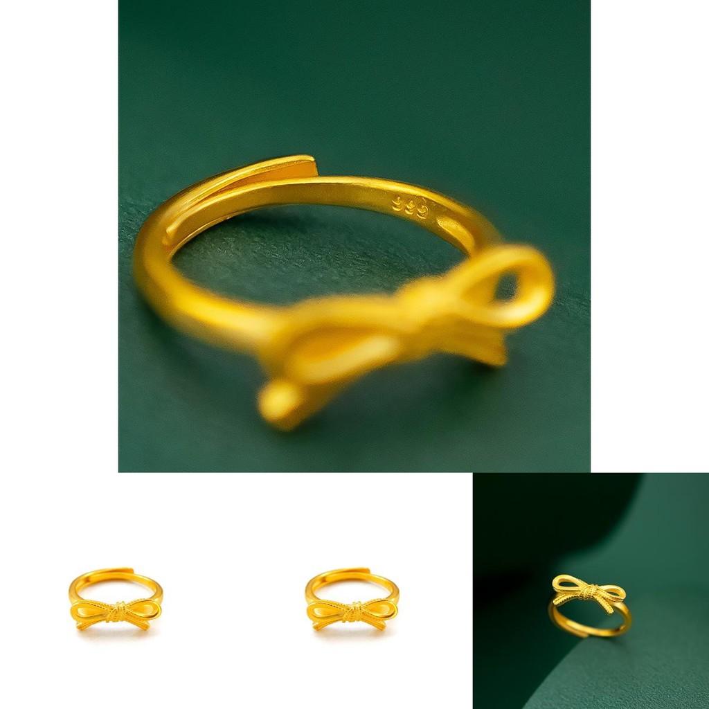 Stunning Gold Plated Bow Ring For Women Sweet Charming Hand Jewelry Gift