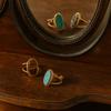 Geometric Geometric Open Ring Opal Wide Finger Buckle Vintage Turquoise Metal Ring  Men