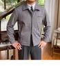 Men's Retro Houndstooth Zipper Jacket - Autumn/Winter Casual Waist-Cinching Lapel Design