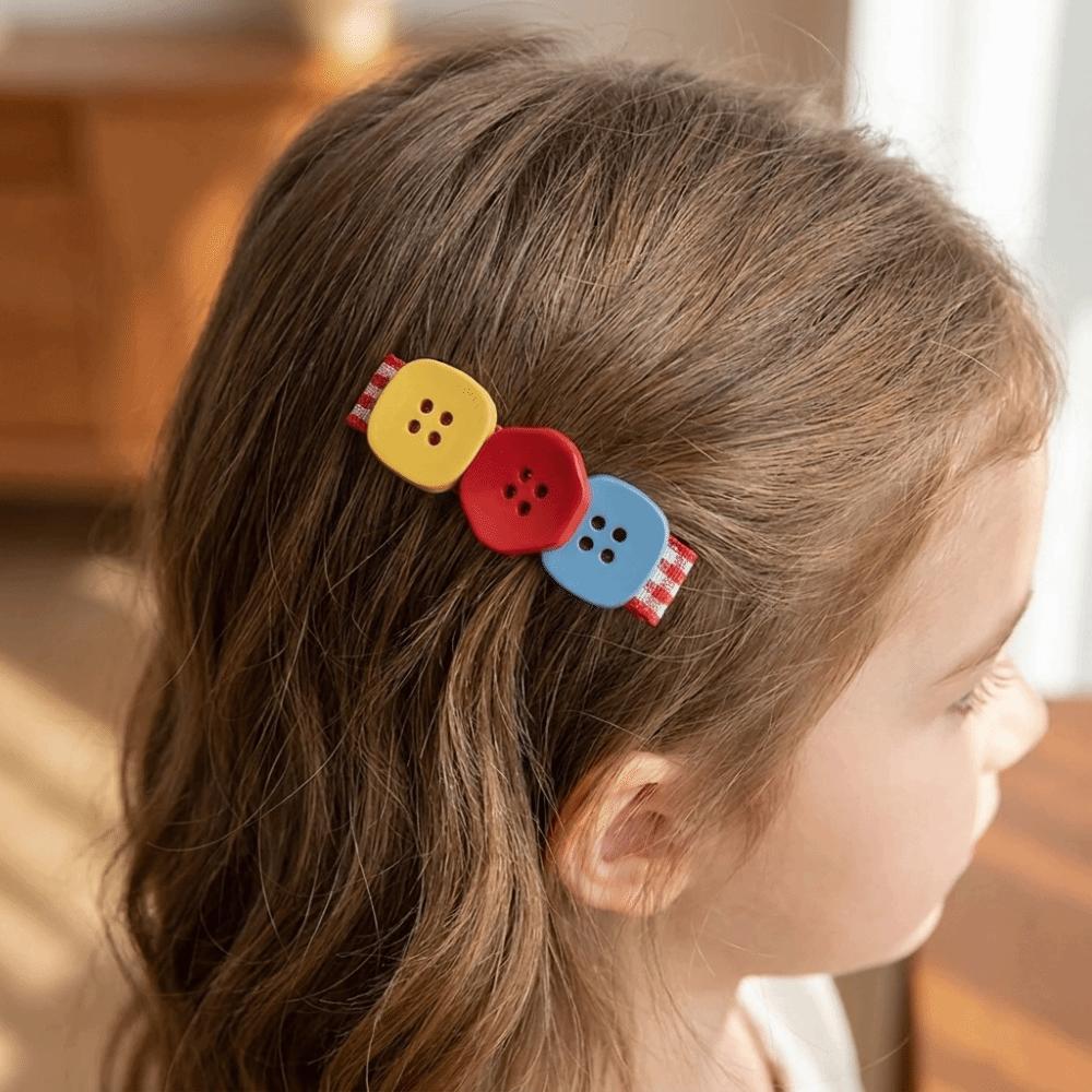 2 pcs/set Small and Cute Button Hair Clips Resin Bangs Clip New Duckbill Clips  Travel