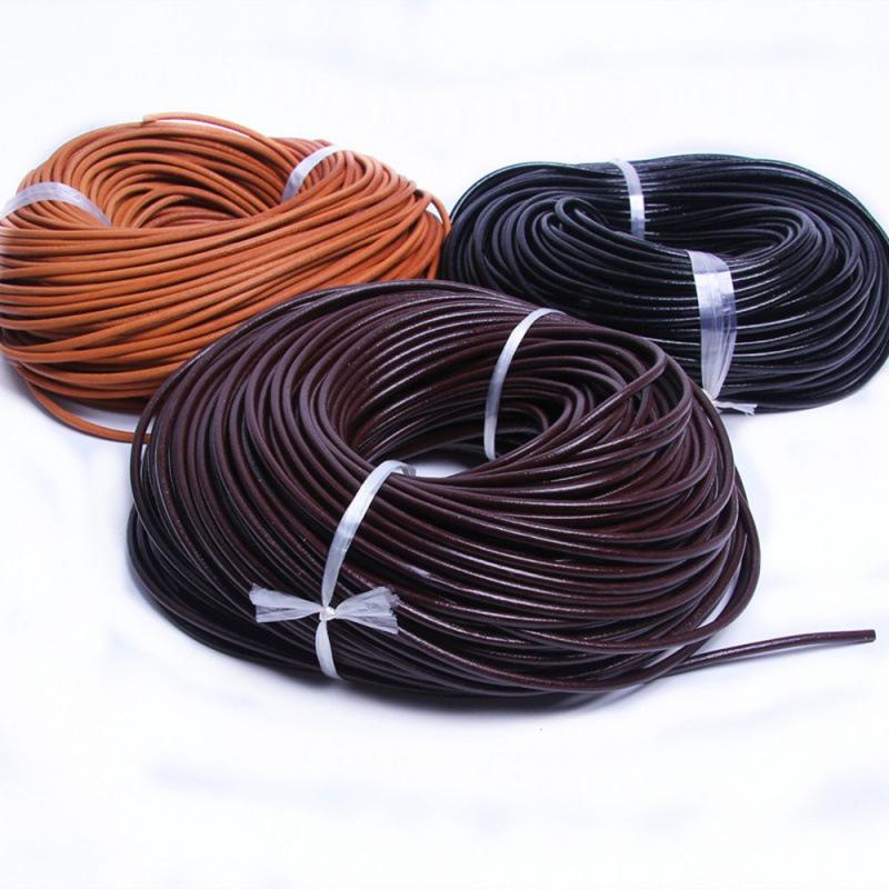 Natural Black Coffee Cowhide Rope - Multiple Specs for Jewelry DIY