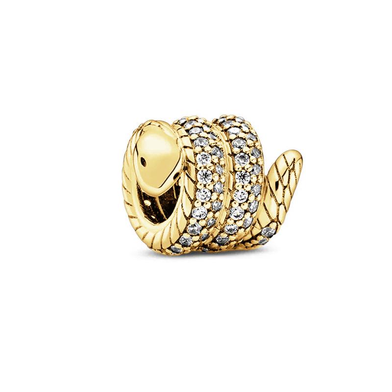 Sparking Gold Animal Heart Clip Charm Beads Dangle Fit Original Snake Bracelet Necklace Beads For Diy Jewelry Women Gift