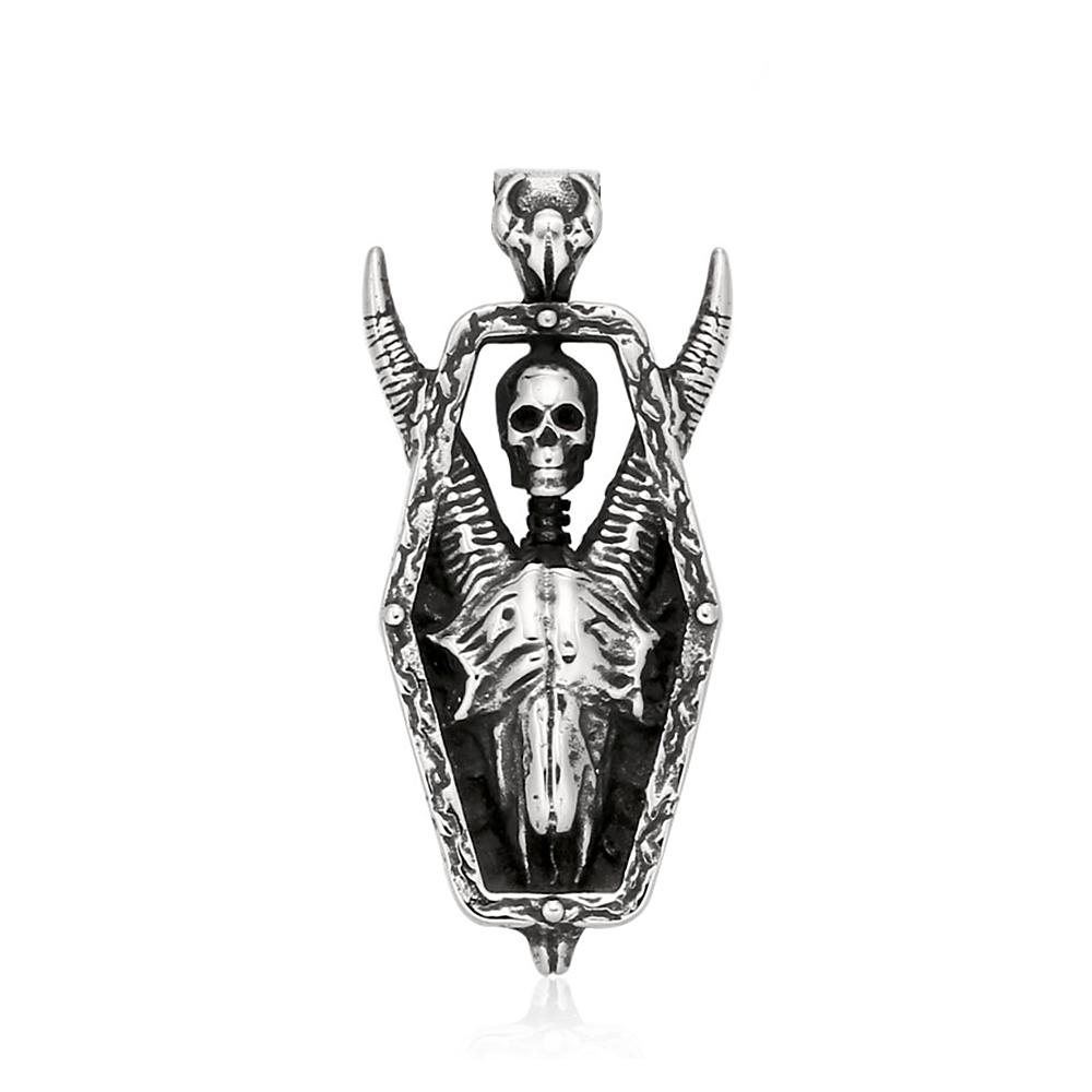 Gotische Hip Hop Totenkopf Anhänger Halsketten Für Männer Edelstahl Punk Mode Skelett Halskette Halloween Schmuck Geschenke Großhandel