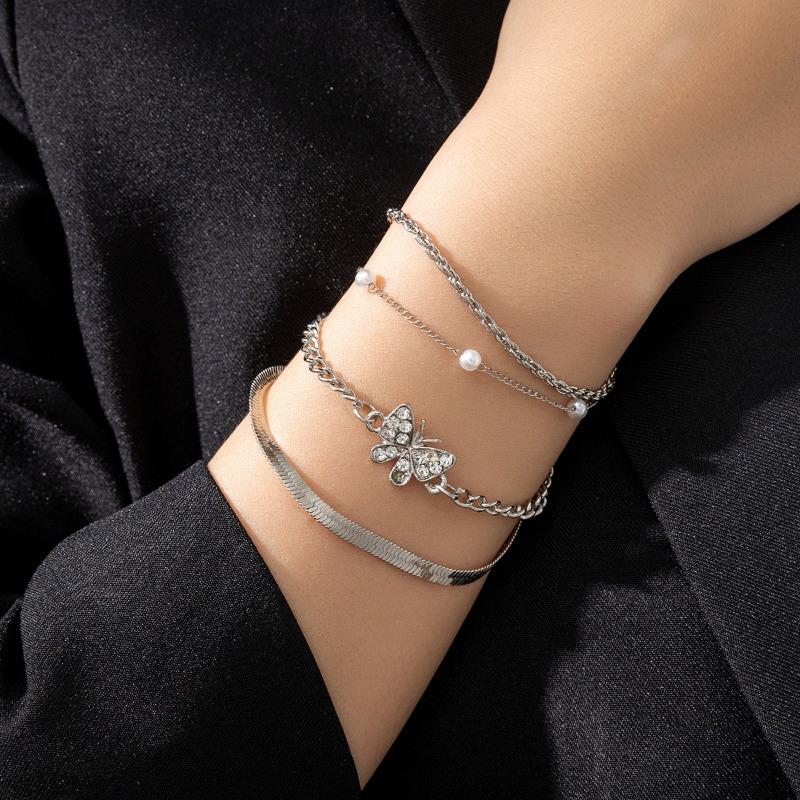 E Hot Sale, Bohemian Minimalist Bracelet, Metal Figaro Chain Twist Chain, Multi-piece Set