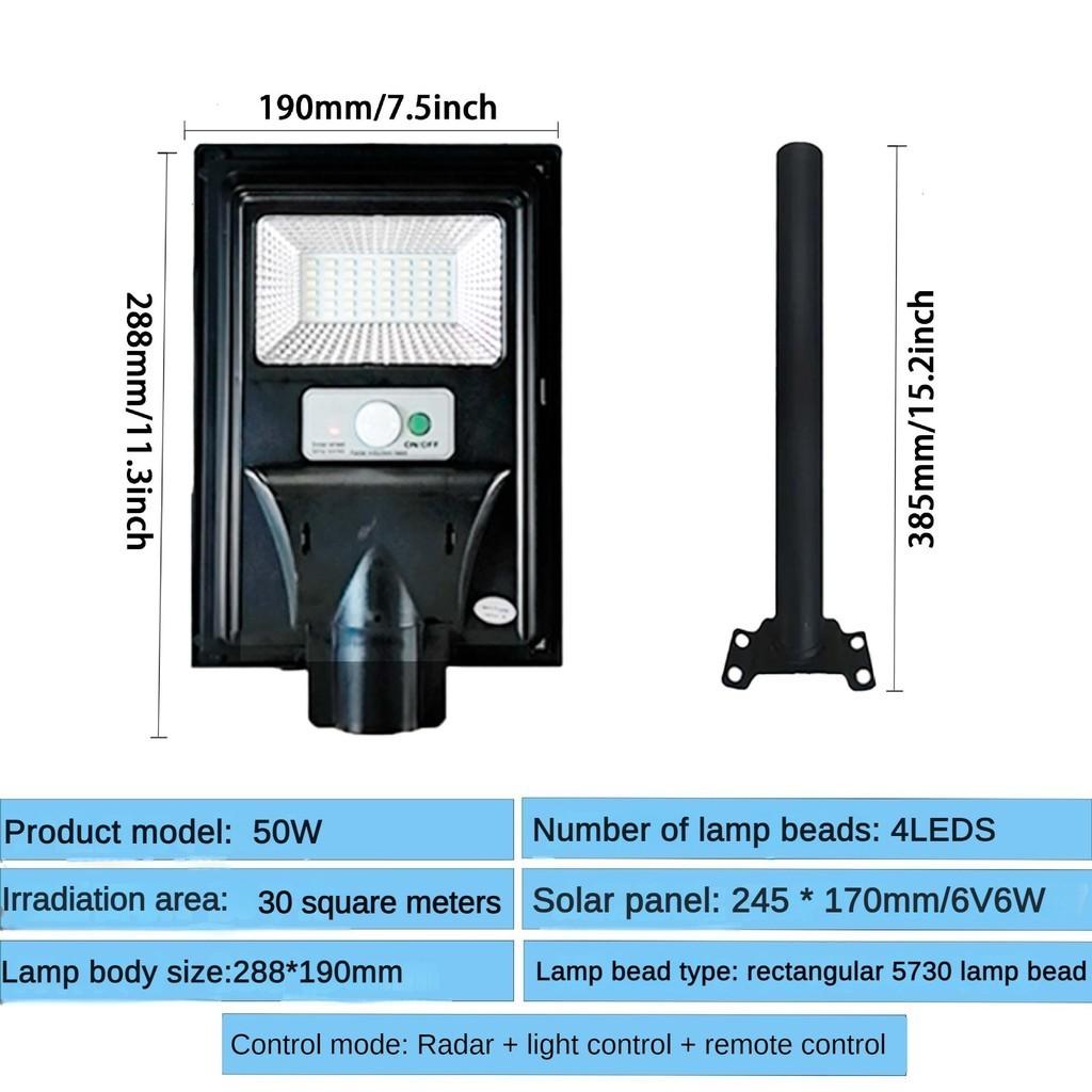 

Профессиональный водонепроницаемый уличный фонарь с датчиком присутствия человека, интегрированные светодиодные уличные фонари, уличные солнечные фонари для двора 50W