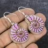 Ammonite Fossil Gemstone 925 Sterling Silver Jewelry Earring 1.77"