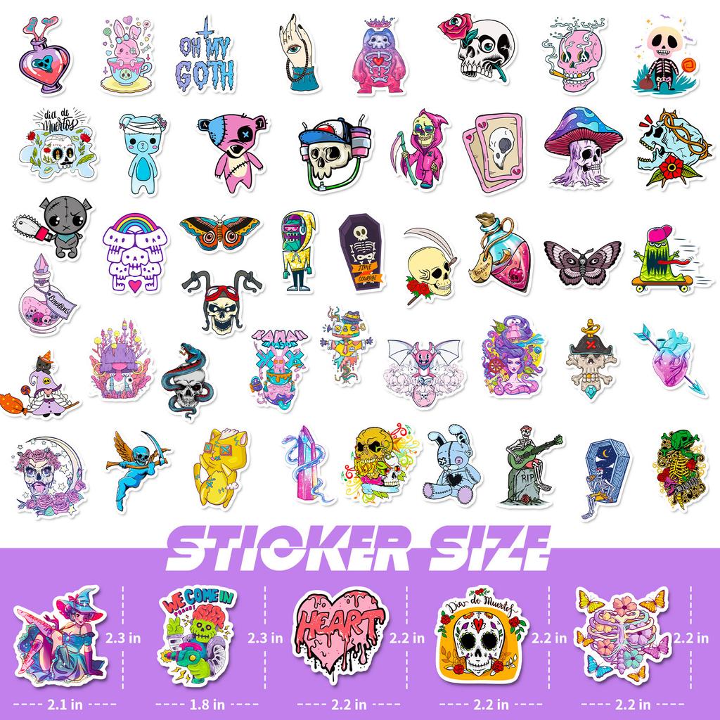 100 Novos Adesivos Graffiti Mistos de Caveira Gótica Roxa