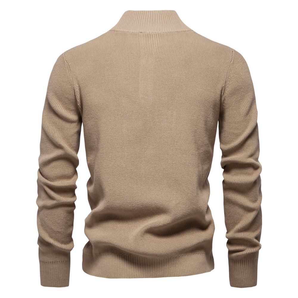 AIOPESON Mens Mock Neck Button Up Cotton Pullover Sweaters Casual Social Knit Turtleneck Autumn Winter Sweaters for Men