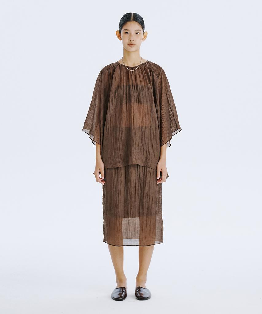 Bundercammer Sheer Banding Skirt_Brown