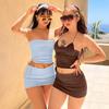 GMXIA Women's Summer Spring Sleeveless One Shoulder Fashion Casual Line Top Chest Slim Short Women Skirts