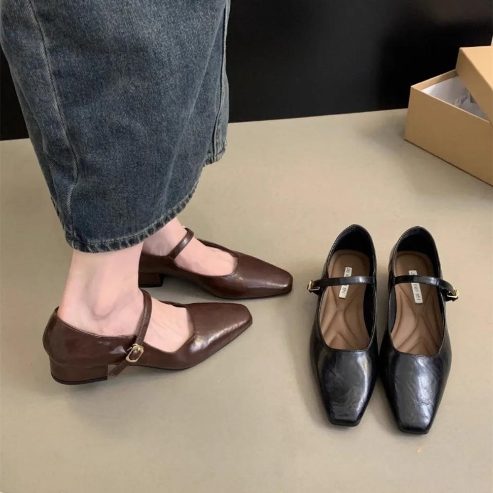 Fashion British Platform Leather Mary Jane Shoes Ladies Designer Soft-soled Increase Women's Shoes Fashion Light Low-heeled Heels Female