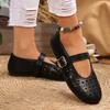Fashion Summer New Flat Shoes Women's Round Head Shallow Chisel Metal Buckle Line with Soft Sole Anti-slip Wear-resistant Single Shoes
