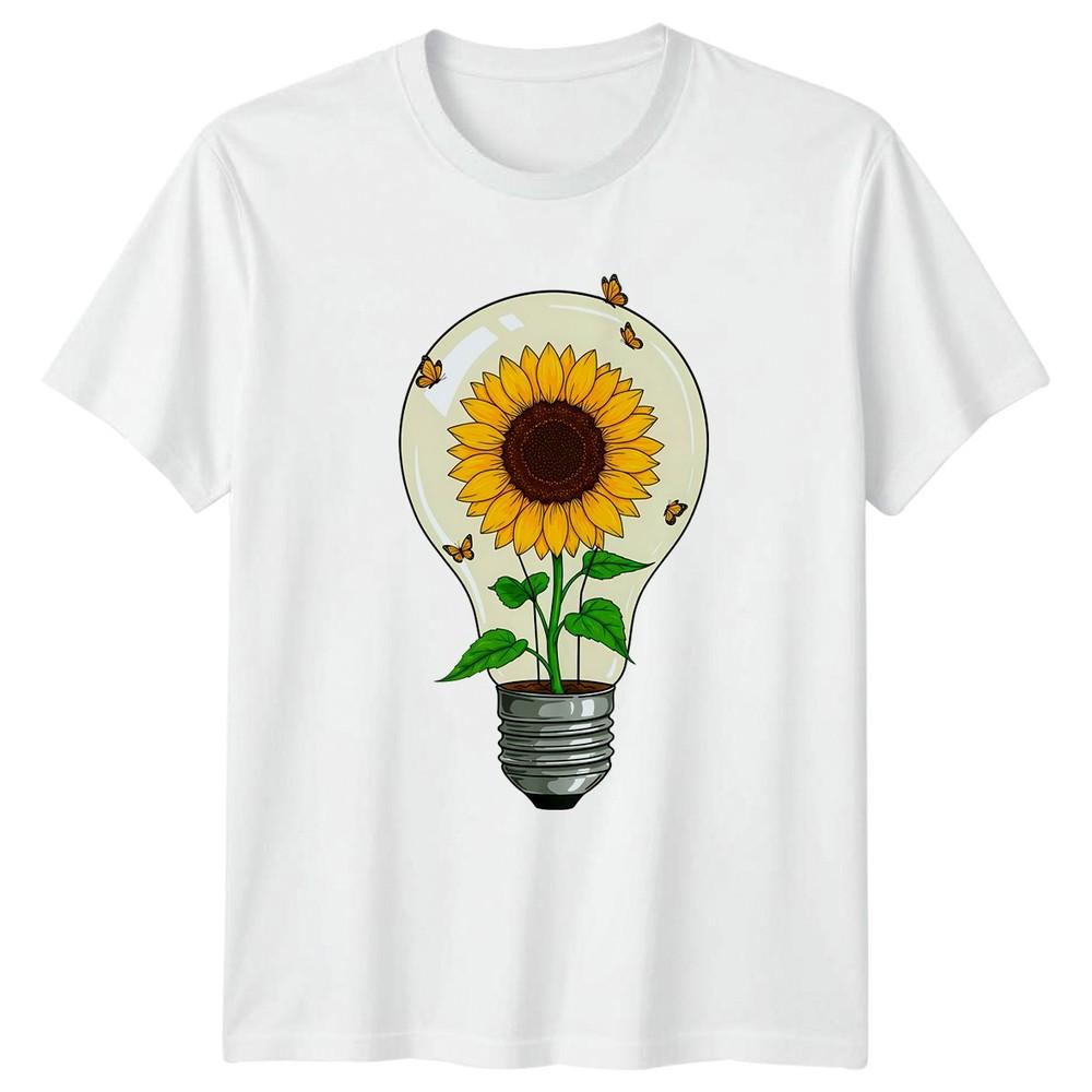 Sunflower Butterfly Lightbulb Idea Nature Unisexs TShirt Floral Art Mothers Day S