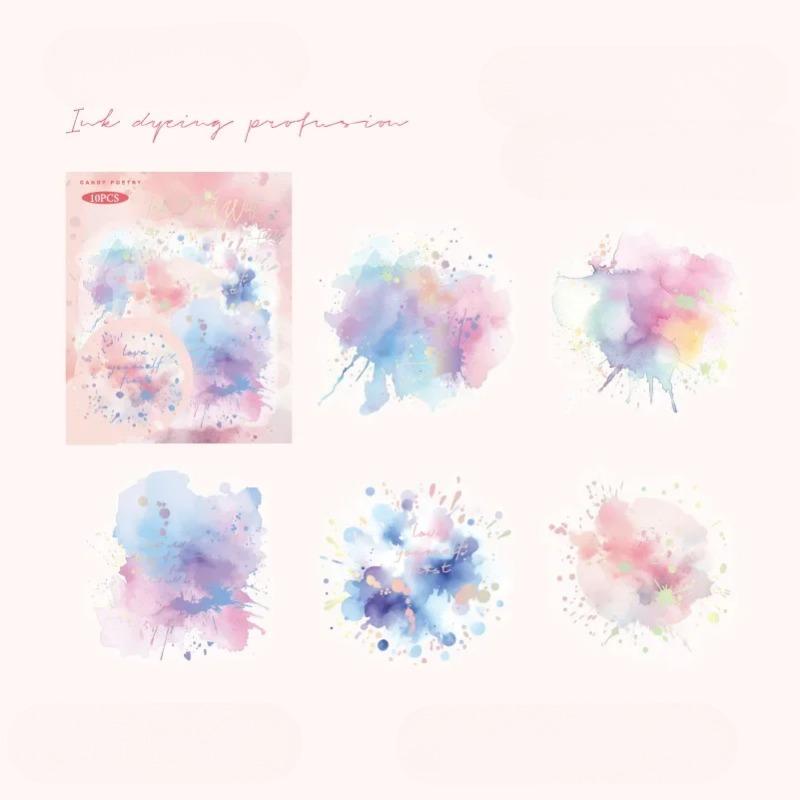 

10 шт. Декоративные наклейки серии «Цветные» Акварельная фольга тиснение Коллаж Скрапбукинг Этикетка Сделай сам Ежедневник Планировщик