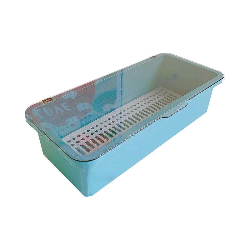 

Portable Ins Makeup Brush Storage Box Dustproof With Lid Beauty Organizer Tools синій