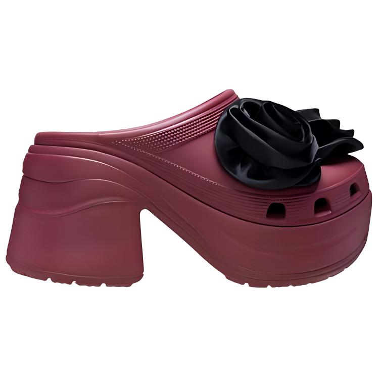 Crocs Fashion Chunky Heeled Sandals 9Cm Women Heels Black Red 210367-6XH