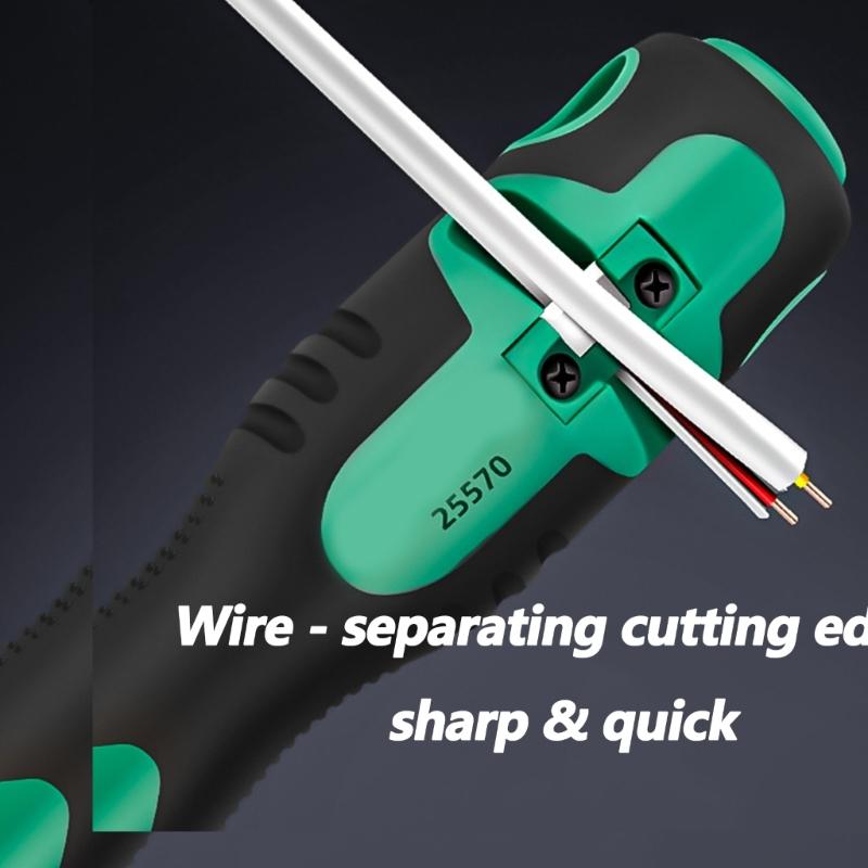 Double Purpose Screwdriver With Wire Stripping And Cable Winding Function Magnetic Tip For Electrical Maintenance