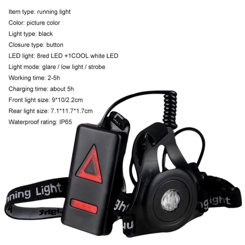 Rechargeable Chest Lamp Adjustable Warning Light Portable Head Flashlight