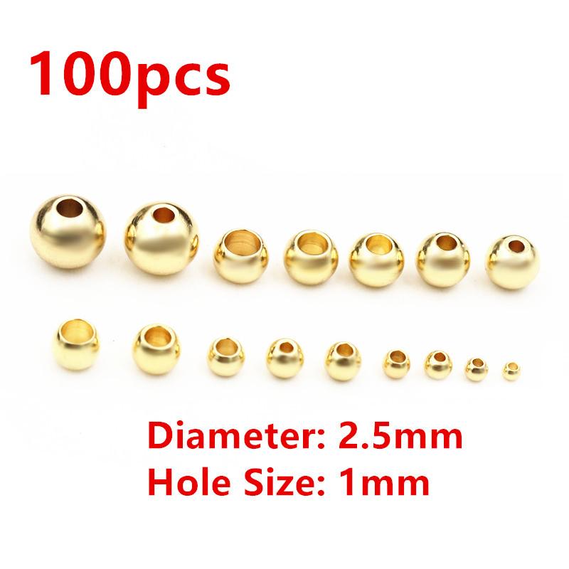 30-100pcs 2-8mm Stainless Steel Gold Color Spacer Beads Charm Loose Bead DIY Bracelets Necklace Beads for Jewelry Making Charms