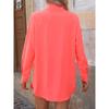 Women'S Elegant Long Sleeve Button-Up Shirt - Solid Color, Relaxed Fit, Knee-Length, Spring/Summer Casual Wear,Comfortable Wear |