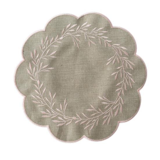 

14.96 Placemat with Wavy Lace Embroidered Design Dining Mat Insulated Non-Slip Oil-Resistant Easy Clean Table Mat for Kitchen Restaurant A