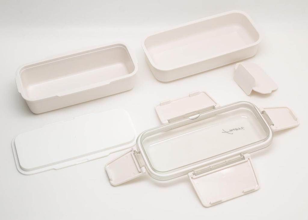 OSK DISH UP LUNCH Two-Tier Lunch Box, Beige [PCW-600S] Dishwasher and Microwave Safe with Dividers